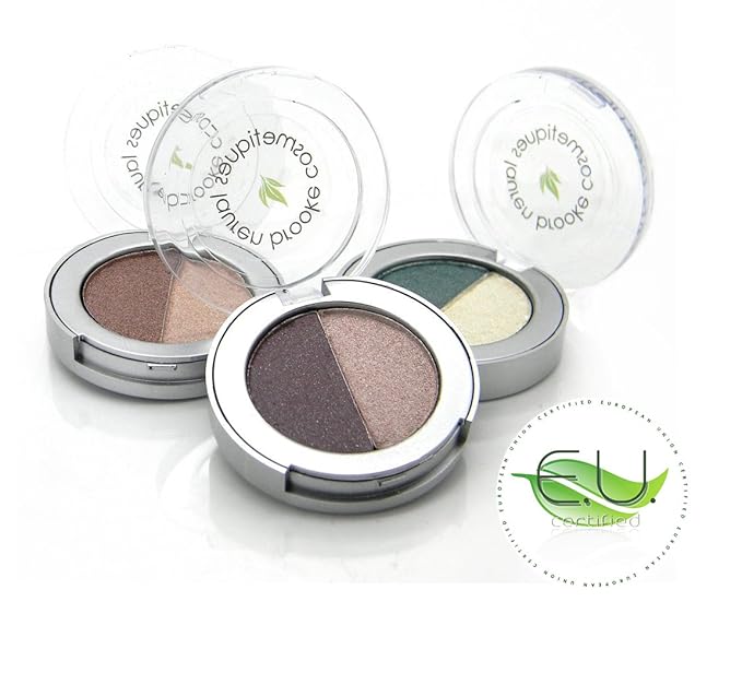 Lauren Brooke Cosmetiques Pressed Eyeshadow Duo, Natural, Organic Makeup (Taupe/Tahiti)
