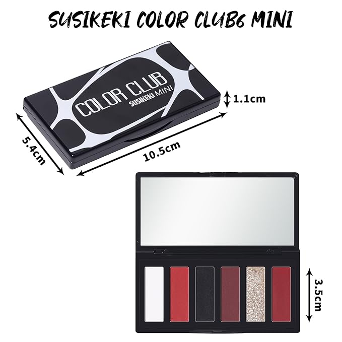 Red Eyeshadow Palette with Mirror Sliver Red Black Tones Matte Shimmer 6 Colors Mini Eye Shadow Pallet Travel Size Highly Pigmented for Joker Vampire Clown Goth Halloween Christmas Makeup