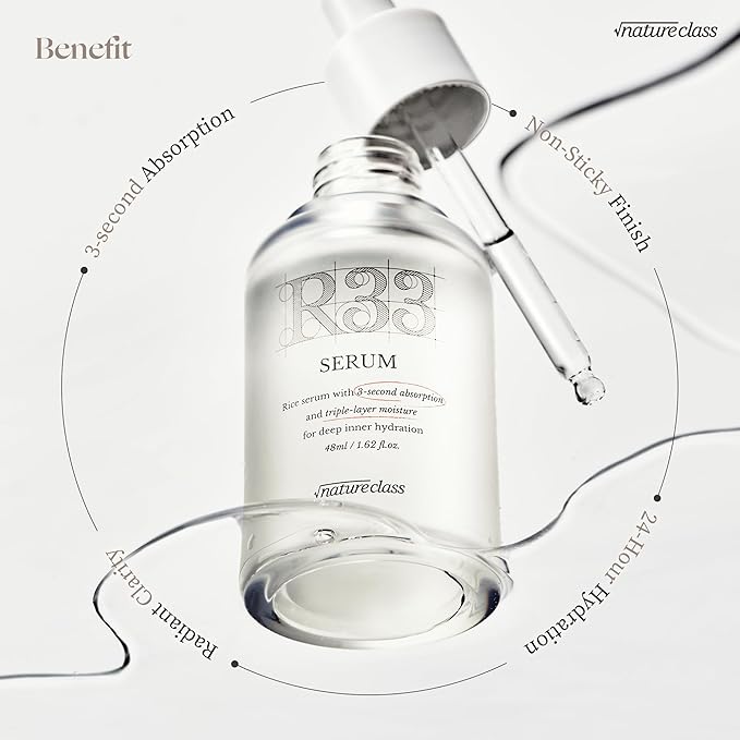 R33 Serum with Rice Complex & 10 Types of Hyaluronic Acid – Fast-Absorbing, Non-Sticky Hydrating Serum for 24-Hour Moisture, Calming, Korean Skincare (50ml / 1.69 fl.oz.)