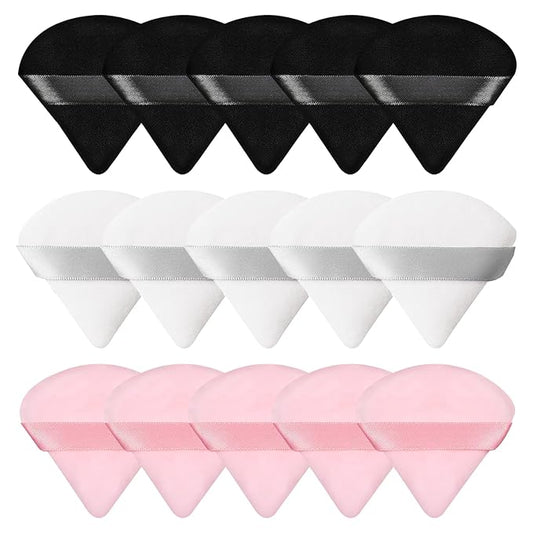 Pimoys 15 Pieces Powder Puff Face Triangle Makeup Puffs for Loose Powder Setting Powder Foundation Sponge Beauty Makeup Tool