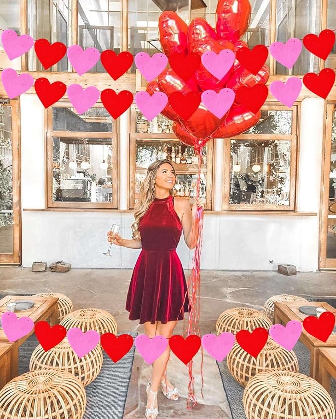 Red Pink Heart Banner Garland