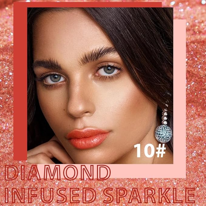 Nude Orange Metallic Lipstick for Women,Lightweight Comfortable Non-Drying Shimmer Frosted Lipstick,Glitter Lip Gloss Stain Long Lasting Waterproof Smudge Proof 24 Hour Full Coverage Lip Makeup,Vegan