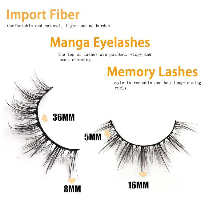 Veleasha 5D Faux Mink Lashes - Luxurious Manga Spike Lashes, 7 Pairs Pack