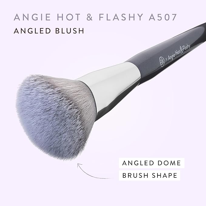 BK BEAUTY - ANGIE HOT & FLASHY A507 ANGLED BLUSH BRUSH – For Blush, Bronzer & Contour, Fluffy Angled Brush for Seamless, Streak-Free Finish