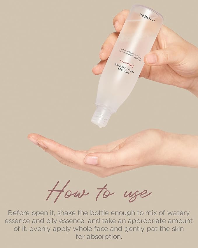 Onestep Facial Essence - Bi-Phase Hydrating Korean Toner with Birch Sap and Probiotics - Water and Oil Essence, 3.9 fl.oz.