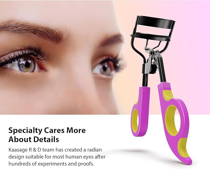 Kaasage Eyelash Curler with Pads, Lash Curler with 5 Extra Silicone Replacement Pads, Achieve Perfect Curls in 5 Seconds