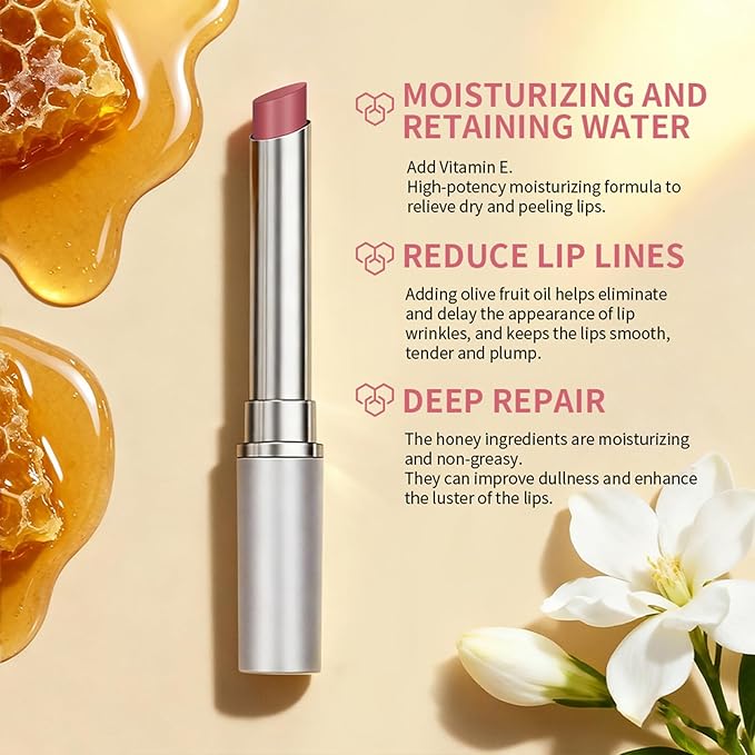 Honey Lip Tinted Lip Balm, Nourishing Hydrating Natural Color, Moisturizing Lip Care for Soft Lips for Daily Use, Enhances Lips with a Subtle Tint, Long Lasting, Lightweight (1PCS Pink, Large)