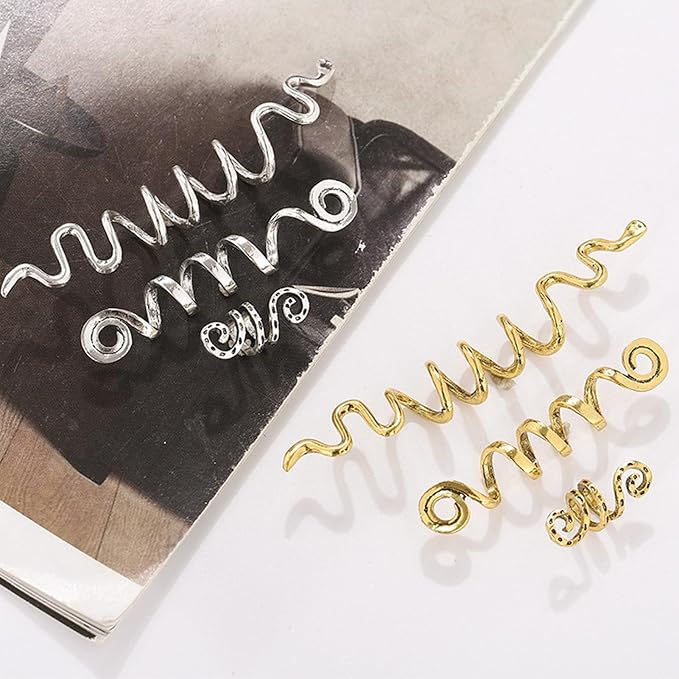 106 Pcs Gold Silver Hair Braids Dreadlock Beads Non-Piercing Ear Clip Jewelry Accessories for Women Men Styling Tools US204