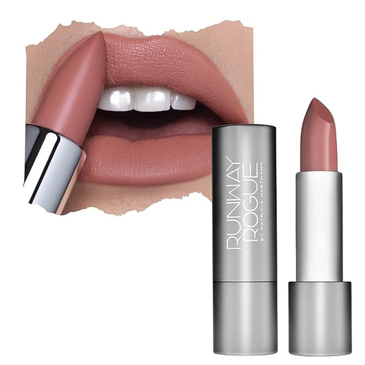 Runway Rogue 90s Vibe Lipstick, Moisturizing Matte Nude/Light-Rose Lipstick, ‘Booked Out’