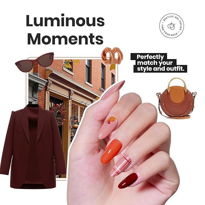 Beetles Fall Nail Polish Set P180, 6 Color Red Yellow Green Quick Air Dry Nail Polish, Natural Nail Lacquer Manicure DIY Nail Art Salon Christmas Gift For Women