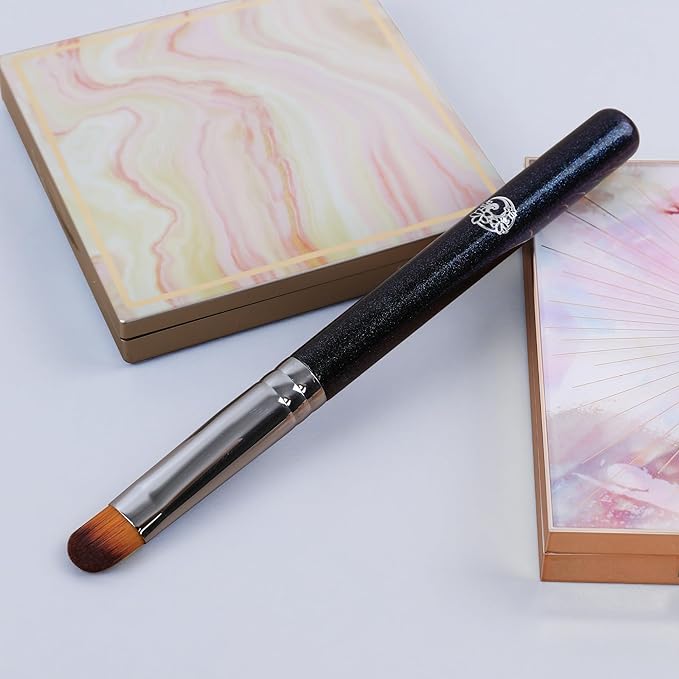 ENERGY Concealer Brush Under Eye Flat Makeup Brush for Eyebrows Foundation Concealer Blending with Liquid Cream Cosmetics Flawless Full Coverage Vegan Face Brush Blue