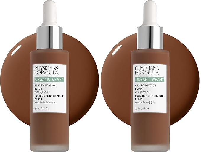 Physicians Formula Organic Wear All Natural Liquid Foundation Elixir Rich, Full Coverage | Dermatologist Tested, Clinicially Tested (Pack of 2)