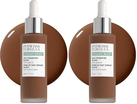 Physicians Formula Organic Wear All Natural Liquid Foundation Elixir Rich, Full Coverage | Dermatologist Tested, Clinicially Tested (Pack of 2)