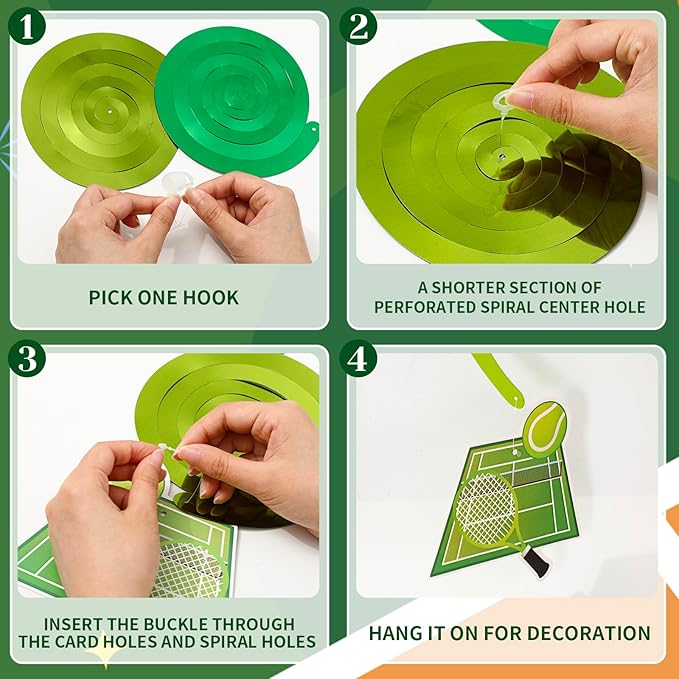 Tennis Party Decorations Green Yellow Tennis Ball Banner with Foil Swirl Hanging Garland Spiral Streamer for Sports Celebrations Team Gatherings Birthday Party Decor Supplies