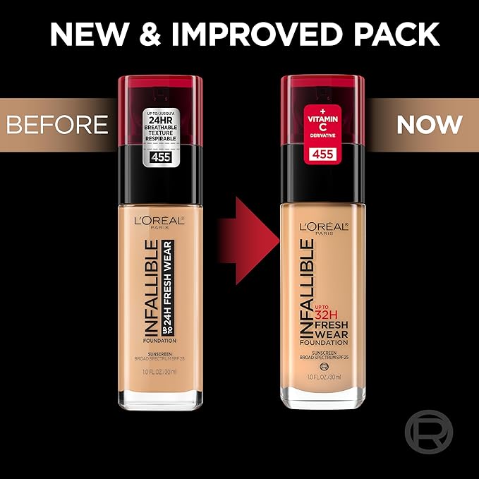 L'Oreal Paris Makeup Infallible Up to 32 Hour Fresh Wear Lightweight Foundation, 390 Snow, 1 Fl Oz, Packaging May Vary