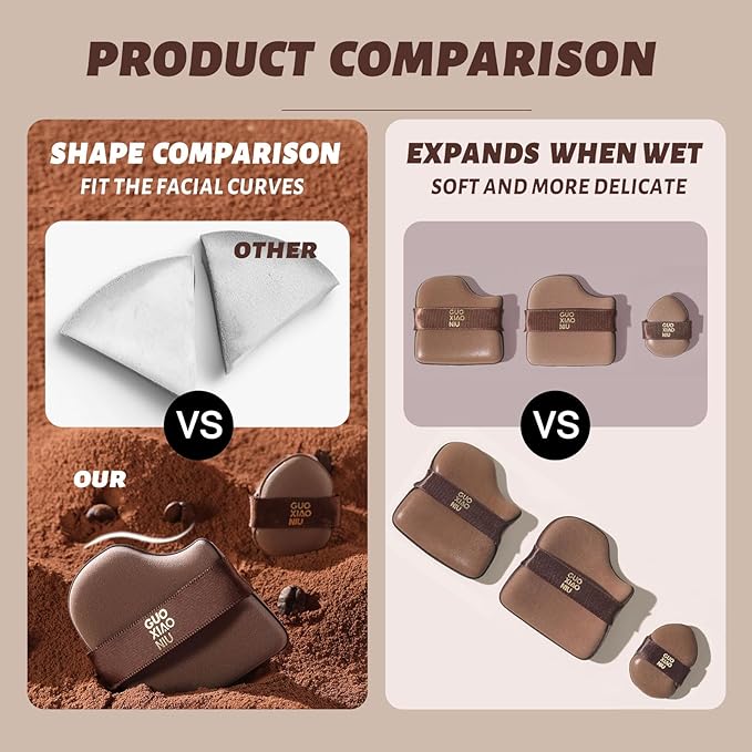 6pcs Powder Puffs Set With Case, Makeup Powder Puff, Velour Makeup Puff, Setting Powder Puff, Reusable & Washable, Ideal For Foundation, Powder Cream, Setting, Christmas Gifts For Women