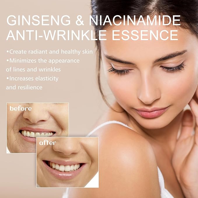 Ginseng & Niacinamide Anti-Wrinkle Facial Essence, 3.4 FL OZ, Moisturizing Serum