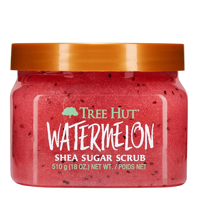 Tree Hut Watermelon Shea Sugar Scrub, Exfoliating, Hydrating & Moisturizing Body Scrub with Shea Butter & Nourishing Essential Oils, Smooth & Soften Skin, 18 oz
