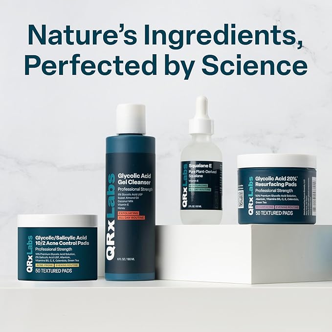 QRxLabs Glycolic Acid Toner - 6 fl oz - Exfoliating Face Toner with Witch Hazel & Salicylic Acid - 10% Glycolic Brightening & Hydrating Anti-Aging Treatment