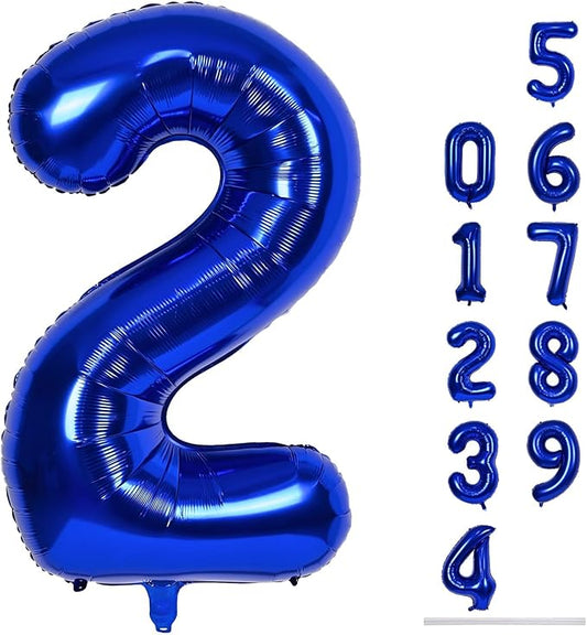 40" Balloon Number 2 Navy Blue, Large Dark Blue Foil Number Balloons Set 0-9, Royal Blue 2 Helium Balloons for Boys 2nd 12th 20th Birthday Anniversary Graduation Party Decoration Supplies