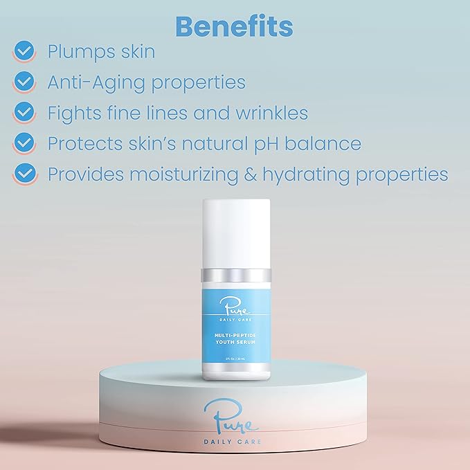 Multi-Peptide Youth Serum - Moisturizing Anti Aging Advanced Peptide Serum Targets Wrinkles Fine Lines Firming