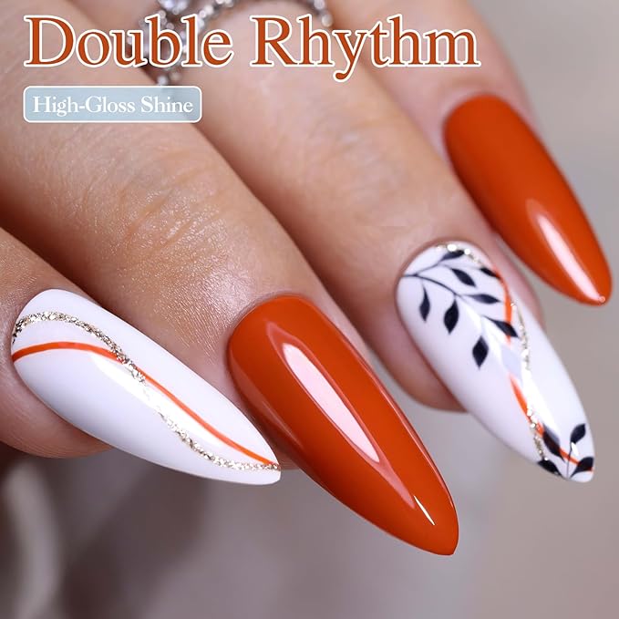 Double Rhythm 0.5Oz Gel Polish Pure Sheer Same Color Same Bottle Soak Off 15ML Gel Polish Manicure Salon Nail Art DIY at Home for Women (Pumpkin Orange-A1100)