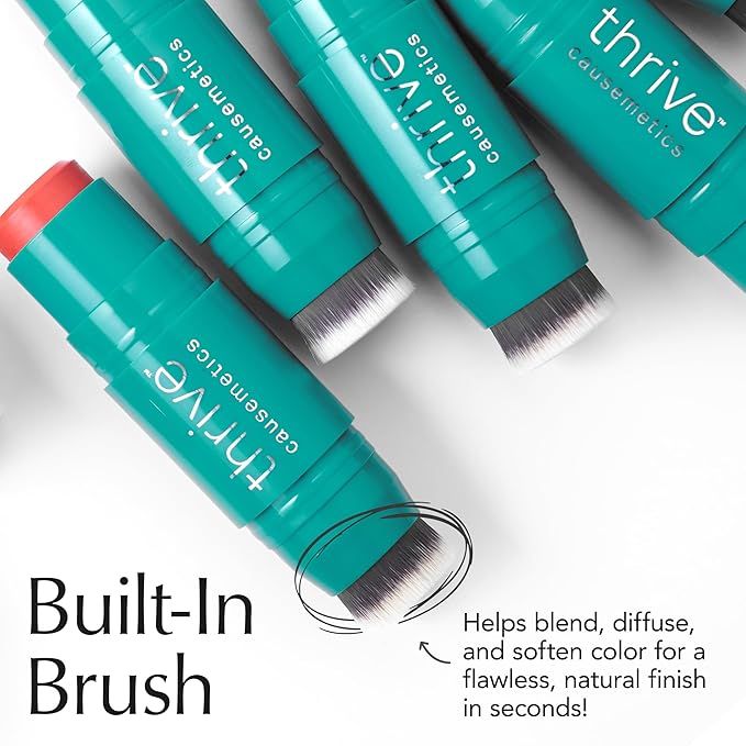 Thrive Causemetics Triple Threat Color Stick: Cream Highlighter Stick with Vitamin E, Evening Primrose Oil, Waterproof Smudge Proof Face Makeup Formula, Joy (Gold Shimmer)