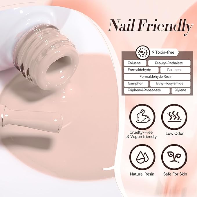 BORN PRETTY Gel Polish Nail Set 6 Colors Nude Skin Tones Brown Neutral Colors Soak Off Gel Nail Kit Collection Nail Art Manicure DIY Salon Home Gift