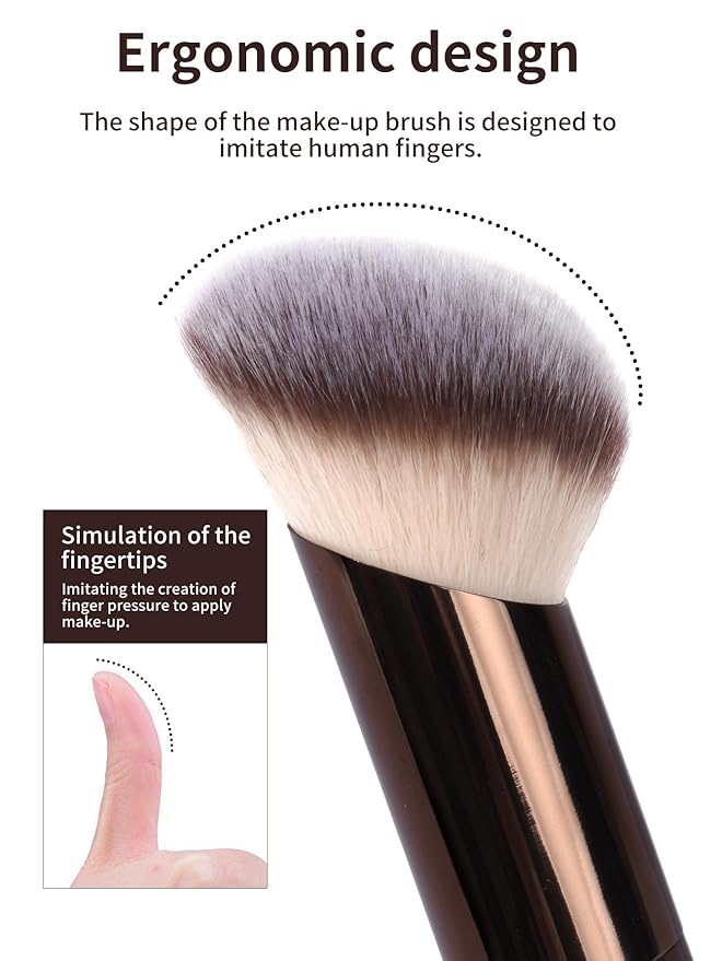 MAANGE 4 PCS Foundation Makeup Brush Set Double-ended Kabuki Contour Brush for Liquid Powder Concealer Cream Cosmetics Blending Blush Face Makeup Tools Kit (Coffee)