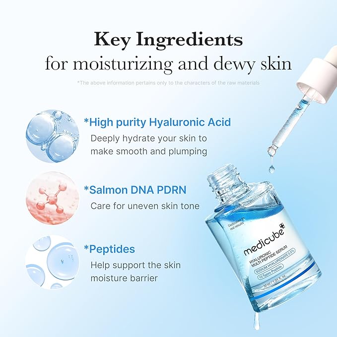 medicube Hyaluronic Multi Peptide PDRN Serum for Glowing and Soothing | Lightweight Water Plumping Radiant Facial Serum for All Skin Type, Hydrating Moisturizer, Korean Skincare | 30ml 1.01fl.oz.