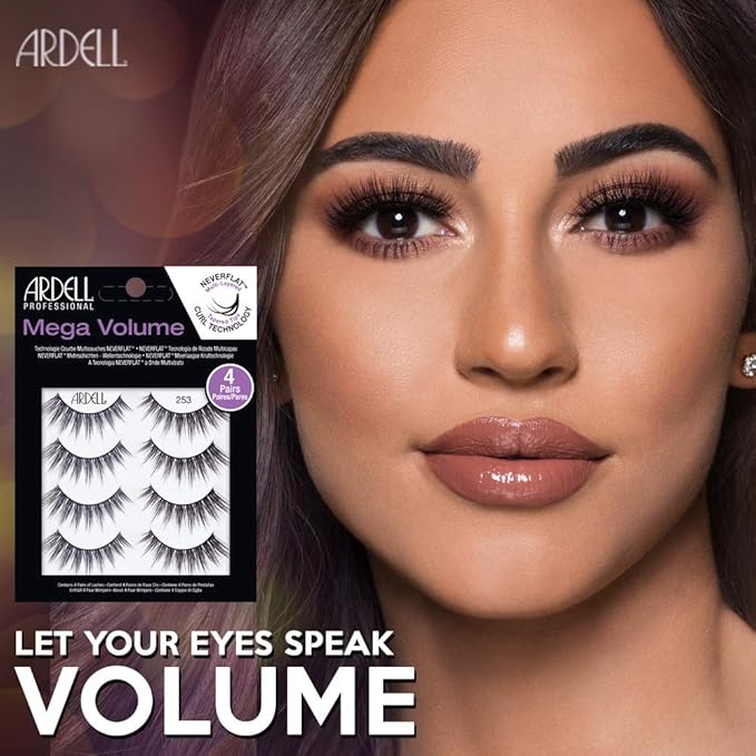 Ardell False Eyelashes Mega Volume 253 – Dramatic, Wispy Lashes, Long-Lasting Fake Lashes for Bold Eye Looks