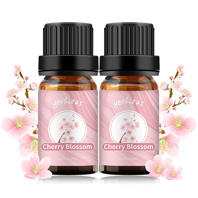 Yethious Cherry Blossom Essential Oil 10ML Set, Aromatherapy Oil for Diffuser, Fragrance, Soap Candle Making (2 Pack)