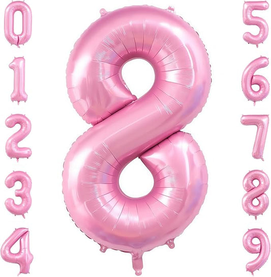 Pastel Pink 8 Balloon Number,40 Inch Light Pink 8 Balloons Large Helium Foil Mylar Number 8 Balloon for Birthday Party Anniversary Decorations