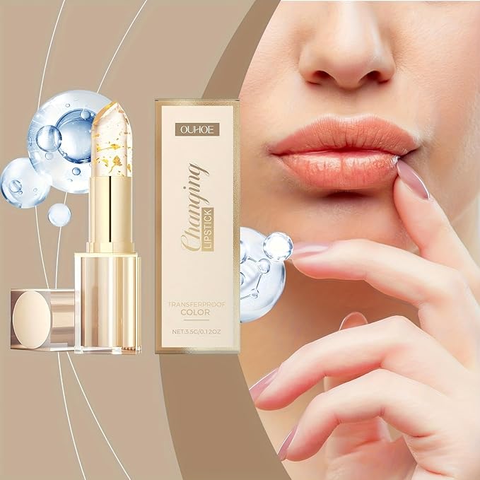 Gold foil color changing and nourishing lipstick Nourishing and moisturizing aqua glass softening lip skin Non greasy lipstick