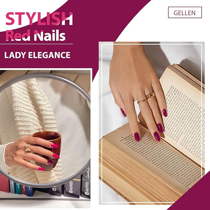GELLEN Gel Nail Polish, Burgundy Dark Red Purple Gel Polish Set 6 Colors, Non Toxic No Wipe Soak Off UV Light Gel For Women Girls Manicure Home Salon Trendy Nail Gifts Valentine Day Christmas