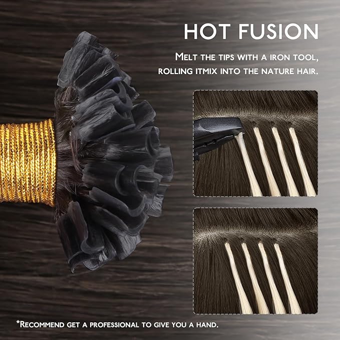 WENNALIFE U Tip Hair Extensions Real Human Hair, 50g 50s 22 Inch Light Dark Brown Remy Hair K Tip Invisible Straight Keratin Bond Hot Fusion Hair