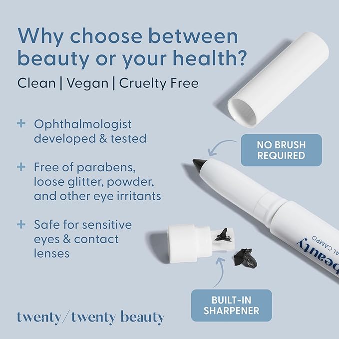 twenty/twenty beauty Visionary Eye Shadow Stick – Shimmer Cream Eye Shadow Pencil - Safe for Sensitive Eyes - Ophthalmologist Developed – Vegan, Cruelty-Free, Clean Ingredients (Starry Eyed)