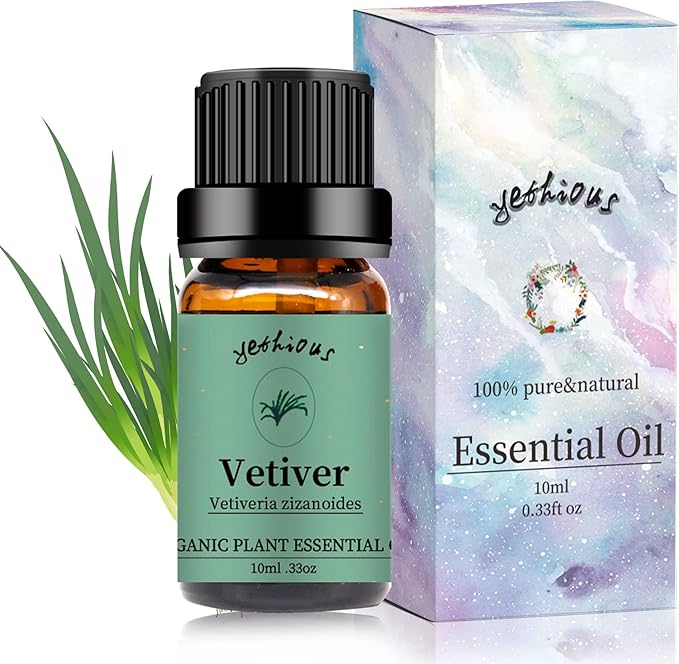 yethious Vetiver Essential Oils for Diffuser & Aromatherapy Pure Vetiver Oil for Skin, Hair Gift Oils - 10ML
