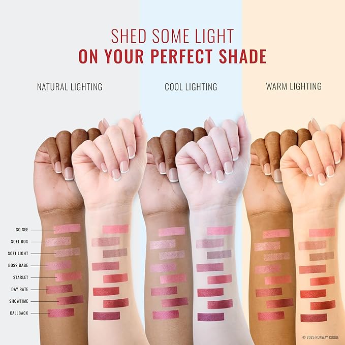 Runway Rogue Pearl Glam Long Wear Shimmer Liquid Lipstick, Metallic Light-Pink Lipstick with Gold and Rose Shimmer, ‘Go See’