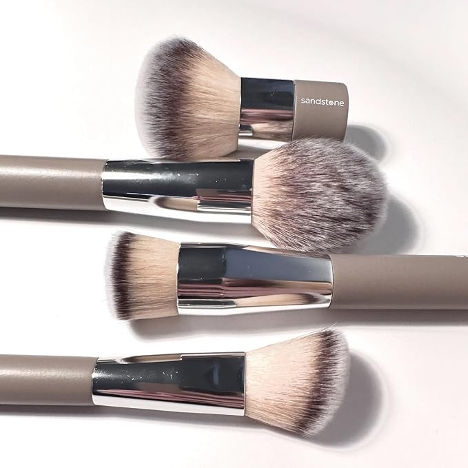Sandstone Scandinavia Soft Collection Makeup Brush - Professional Premium Flat top Foundation brush for applying and blending liquid foundation. Ultra soft bristles. Vegan brush for all skin types