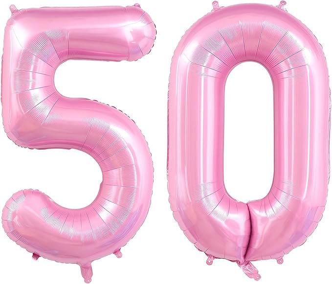 Pastel Pink 50 Balloon Number,40 Inch Light Pink 50 Balloons Large Helium Foil Mylar Number 50 Balloon for Birthday Party Anniversary Decorations