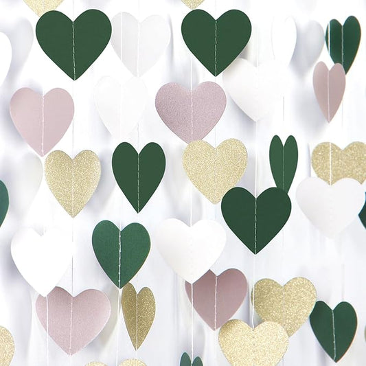 Sage-Green Gold Nude-Pink Party-Decorations Garland - 52Ft Boho Champagne Paper Streamers Banner,Birthday Bachelorette Baby Bridal Shower Wedding Engagement Fall Autumn Christmas Hanging Decor Ouruola