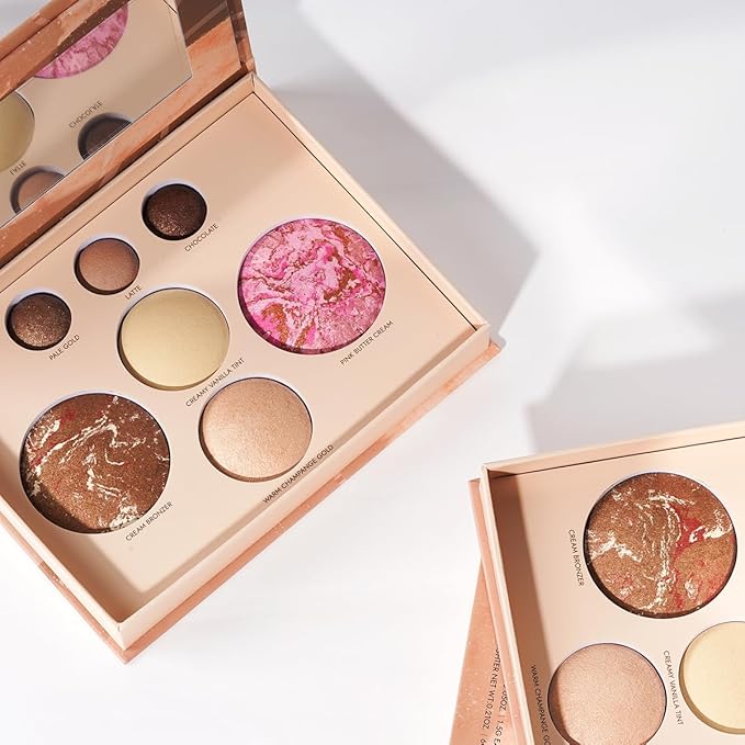 Velvety Smooth Baked Palette, Multi-purpose, Highly Pigmented Palette with Bronzing Powder, Eyeshadows and Blushes, Waterproof, Vegan & Cruelty-free.