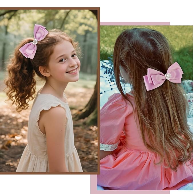 2pcs purple hair bows for girls, cute bow hair clips for women, purple bow with alligator clip, christmas and valentines hair bows, hair accessories for girls