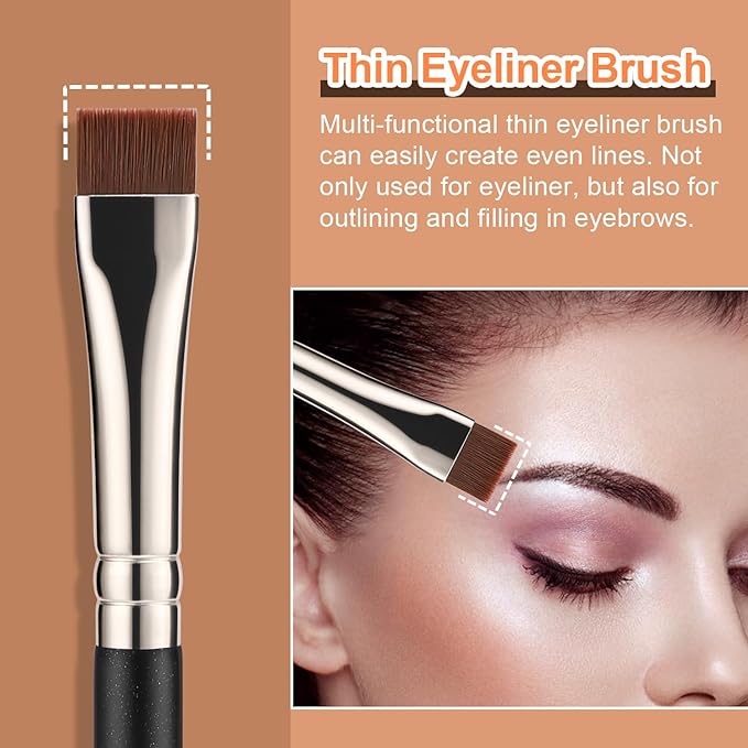TEOYALL Thin Flat Eyeliner Brush, Precise Eyebrow Definer Brush, Concealer Brush for Cover Blemishes (Multifunctional Flat Brush)