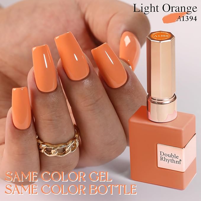 Double Rhythm 15ML Gel Polish Pure Sheer Same Color Same Bottle Soak Off Gel Polish Nail Art Manicure Salon DIY at Home for Women (Milky Orange-A1394)