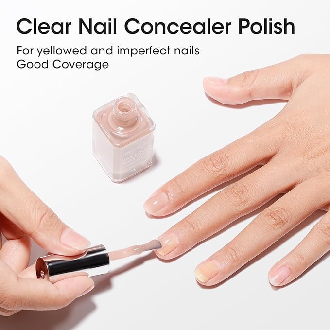 GELLEN 4-In-1 Nude Illuminating Nail Concealer Base Coat Polish Neutral Earth Tones, Sheer Nail Strengthener Ridge Filler for Nails, Smoothes Strengthens Nails, Quick Dry, Hema Free, Non-toxic, Vegan