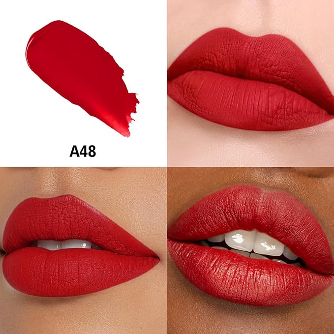 Nude Brown Dark Red Lipstick 3Pc Long Lasting Lipsticks for Women Pigmented Smudgeproof Transferproof Vegan Cruelty Free Lip Color, A61/50/48