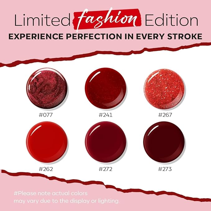 modelones Nail Polish Set, 6 Colors 2025 Classic Apple Red Cat Eye Glitter Mini Quick Dry Nail Lacquer Kit, Ruby Cherry Red Magnetic Sparkle DIY Nail Art Manicure Gift for Women Girls