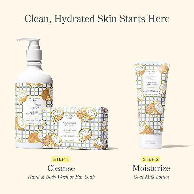 Beekman 1802 Coconut Cream Hand Cream - Scented - 3.4 fl oz - Nourishes, Hydrates & Repairs - With Shea Butter & Glycerin - Non-Greasy - Microbiome Friendly - No Irritation - Good for Sensitive Skin